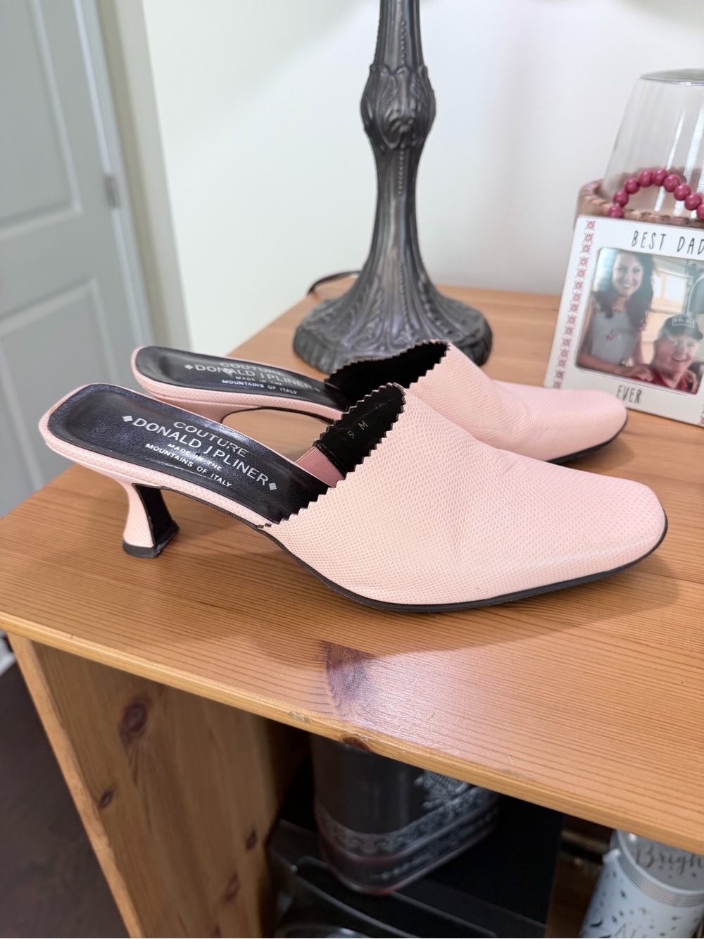 Donald J. Pliner Couture Blush Pink Scalloped Mule Heels